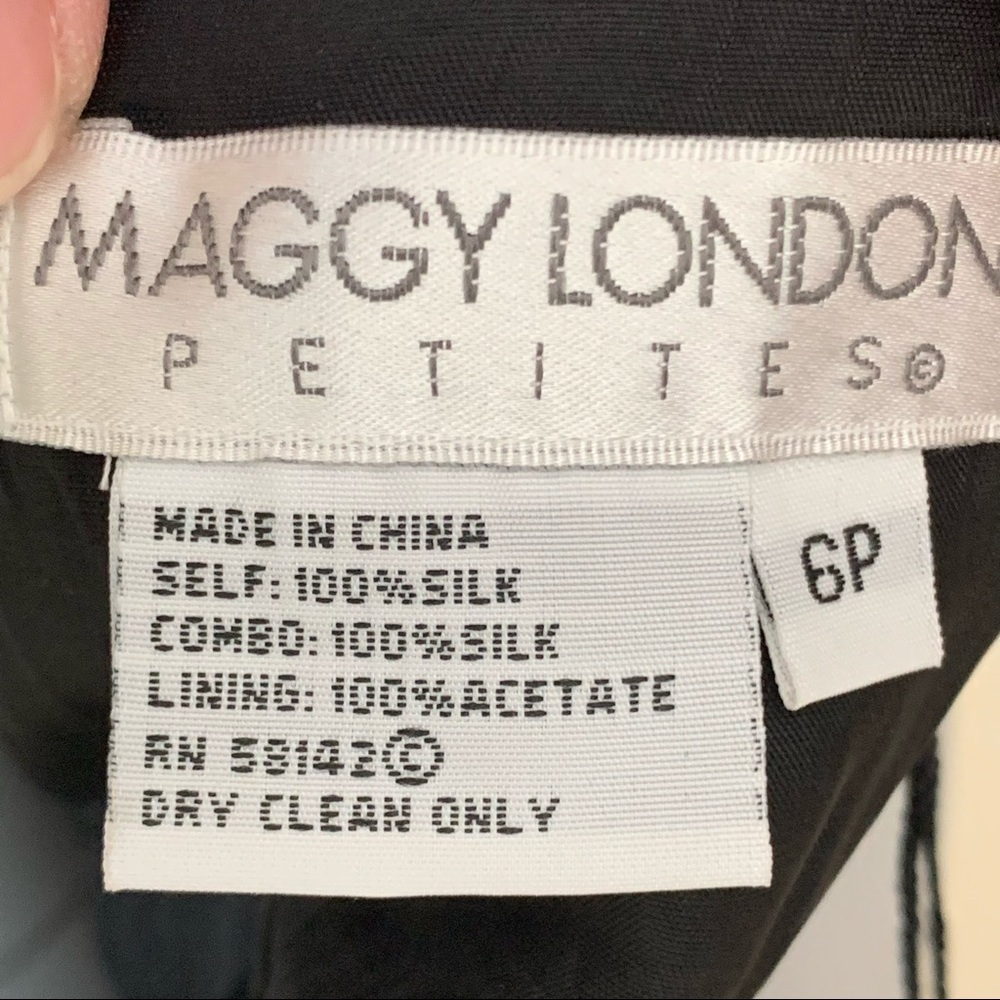 MAGGY LONDON Silk Halter Fit & Flare Midi Dress Black LBD Party Size 6P - Picture 13 of 16